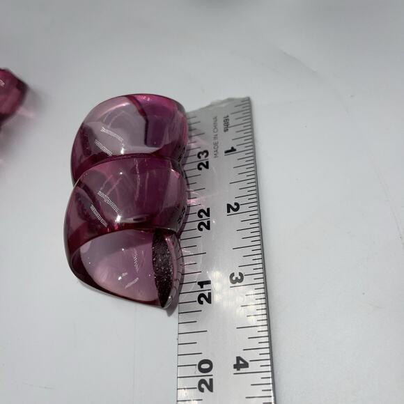 Set of 10 Mid-Century Purple Swirl Lucite Curl Napkin Rings Helix Twist - Picture 4 of 6